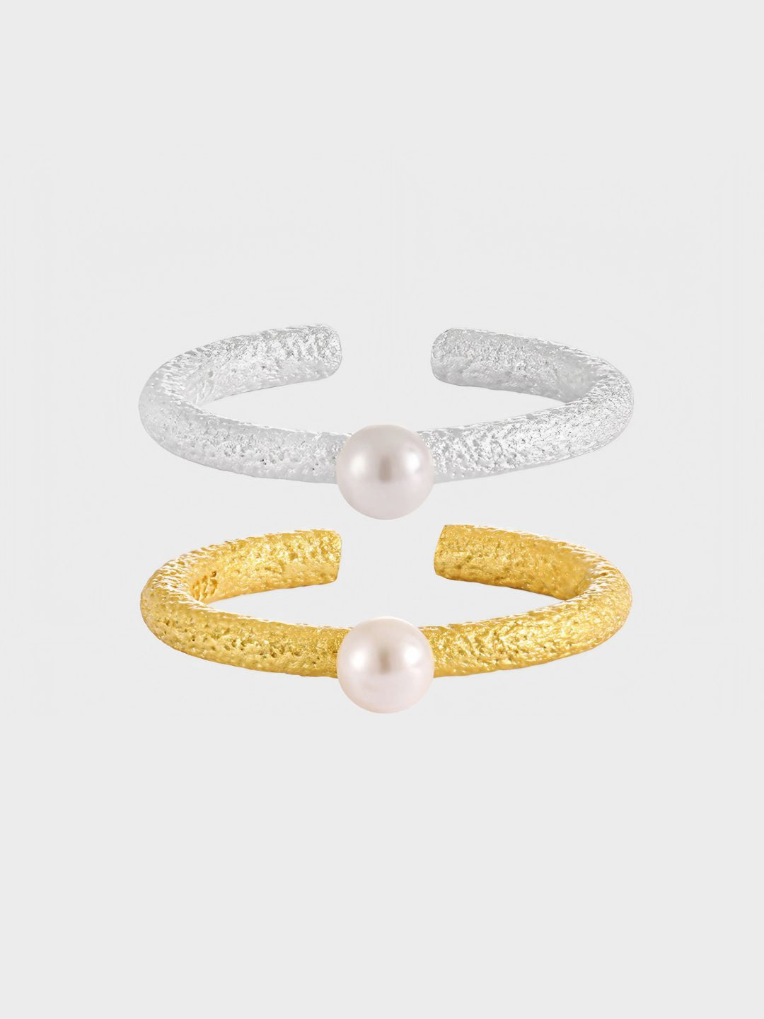 Textured Band Pearl Ring-Rings-SoulAdorne