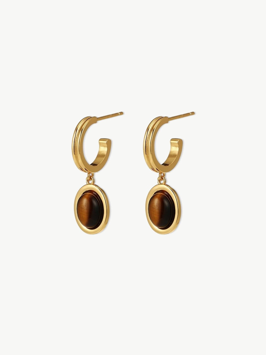 Tiger Eye Drop Hoops-Earrings-SoulAdorne