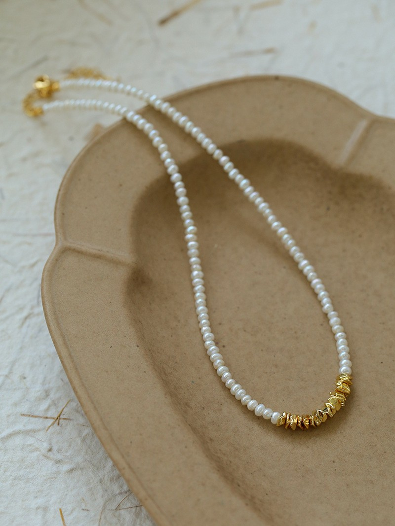 Dainty Beaded Pearl Necklace-Necklaces-SoulAdorne