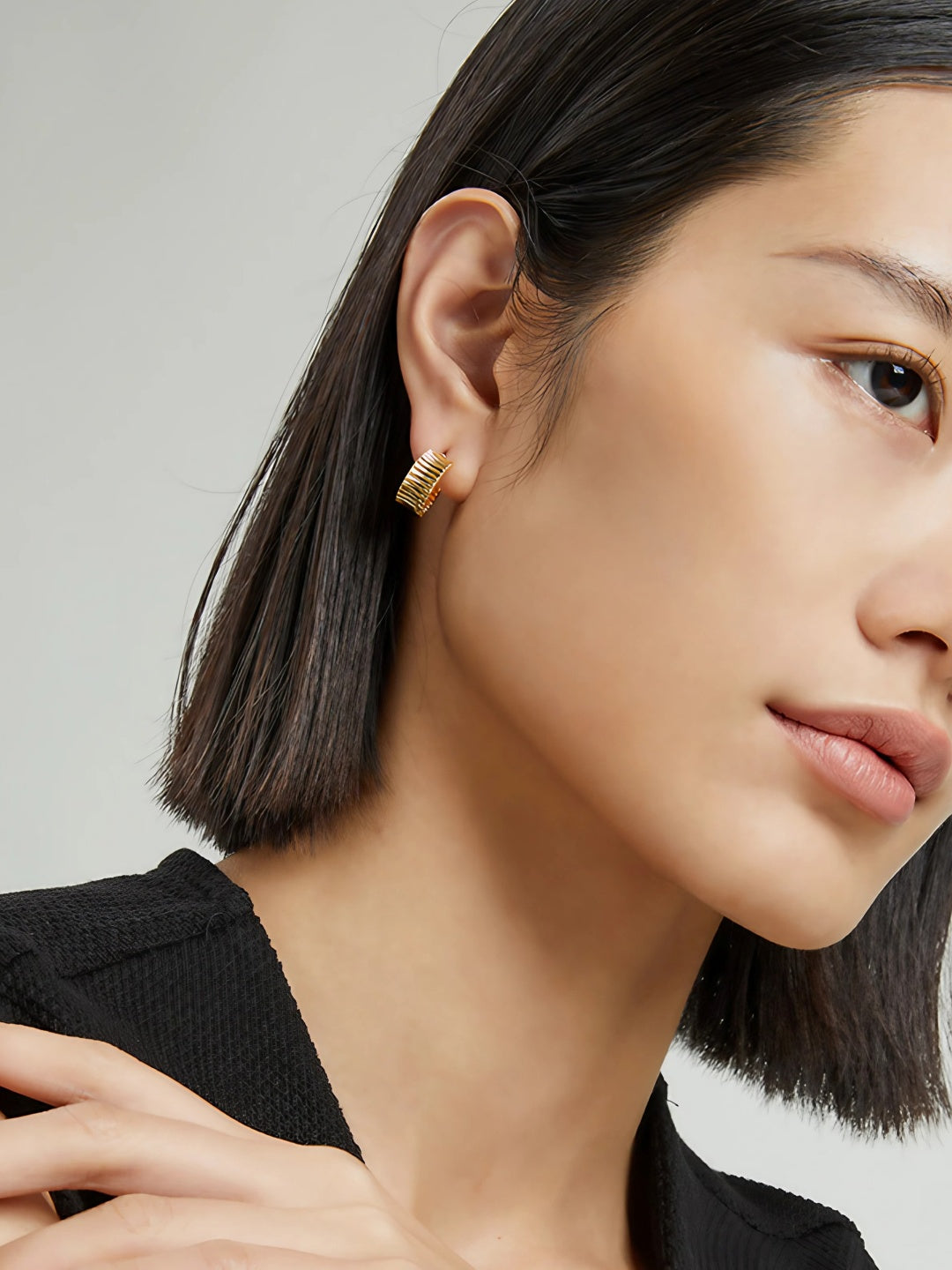 C-Hoop Stud Earrings-Earrings-SoulAdorne