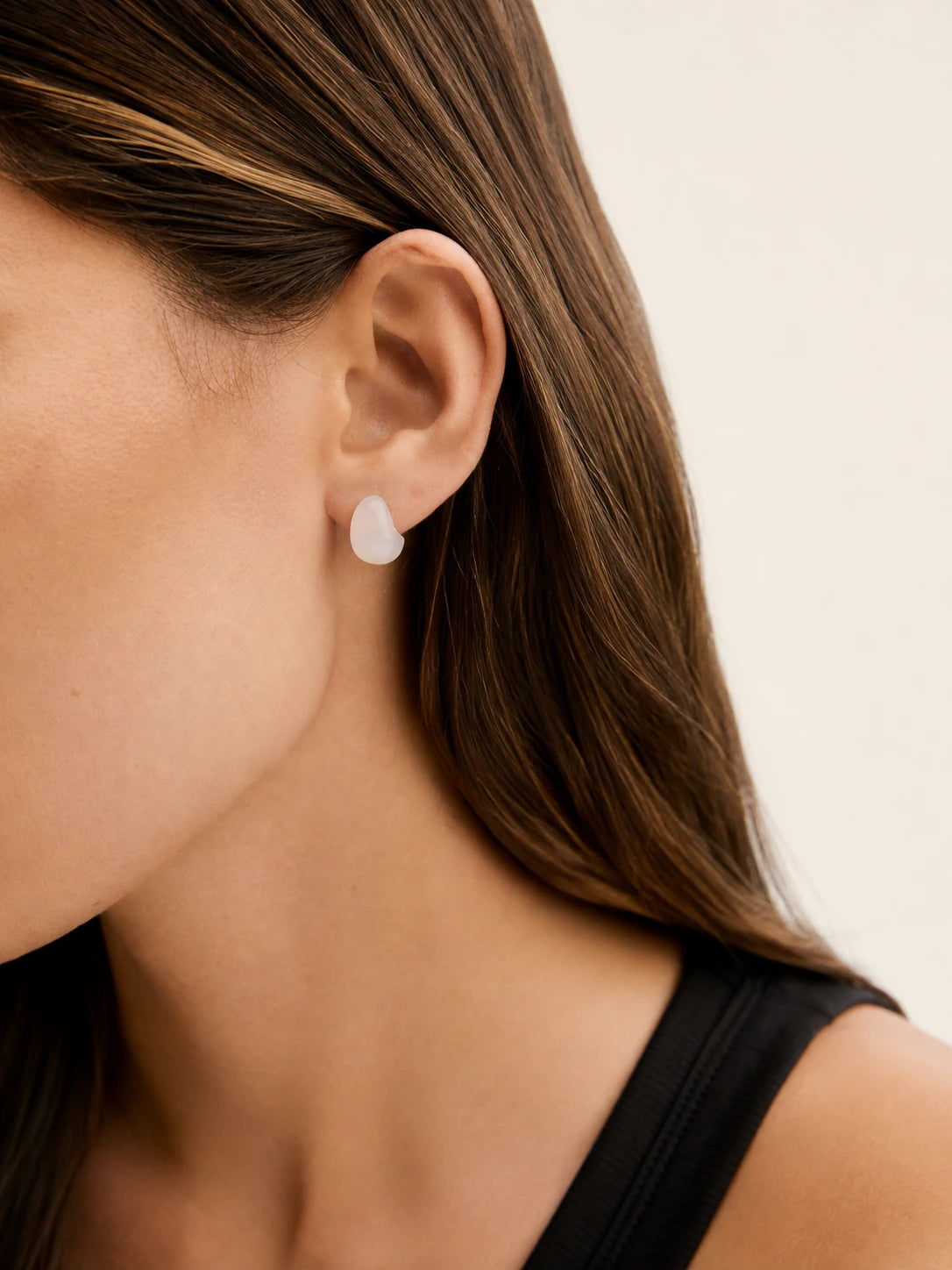 Alternate view of Agate Pebble Stud Earrings