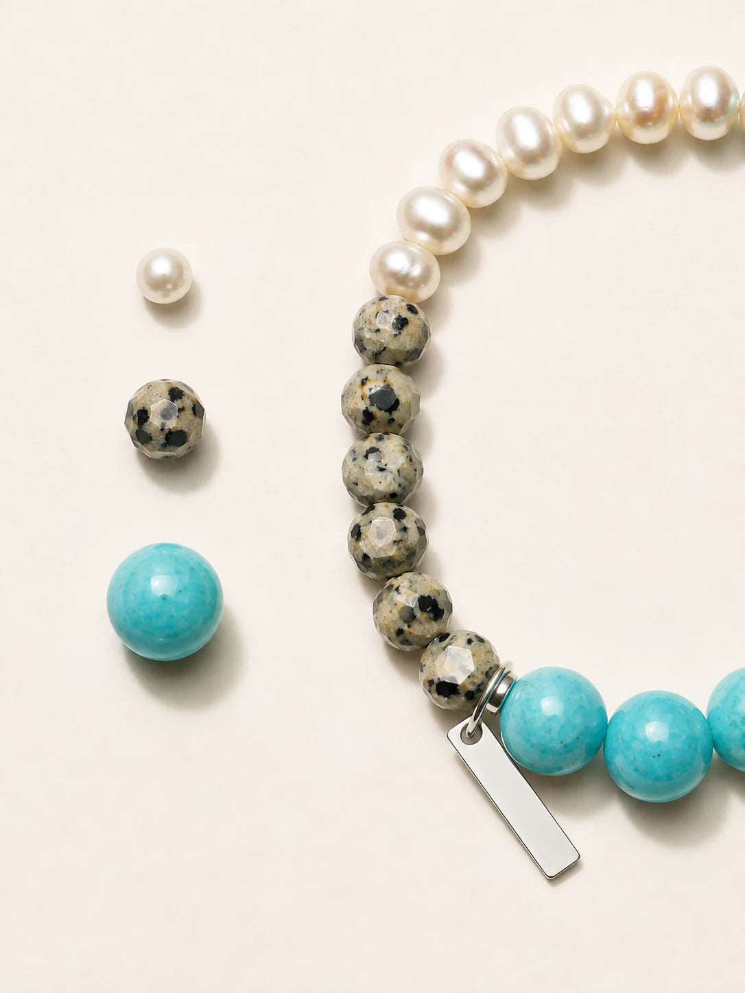 Alternate view of Amazonite & Dalmatian Jasper Mixed-Bead Bracelet