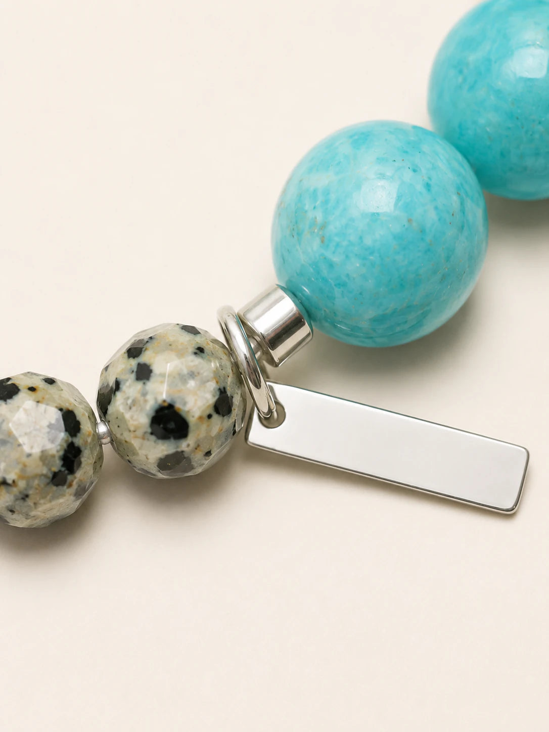 Alternate view of Amazonite & Dalmatian Jasper Mixed-Bead Bracelet