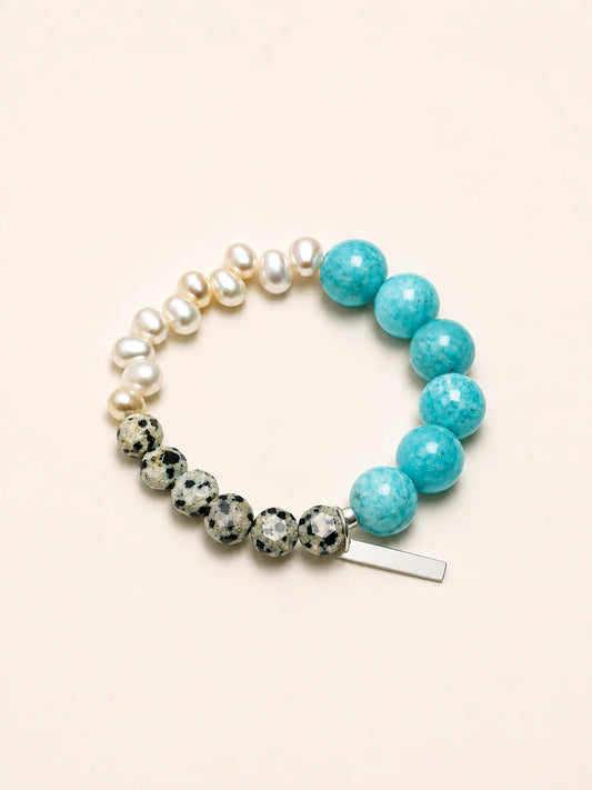Amazonite & Dalmatian Jasper Mixed-Bead Bracelet