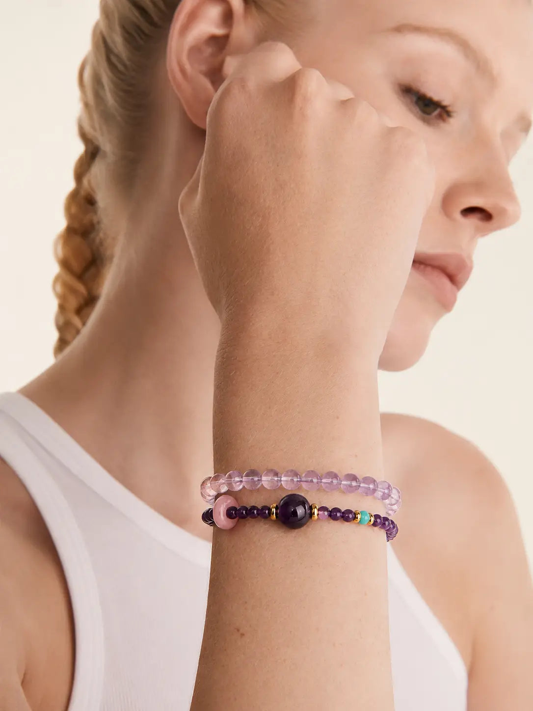 Amethyst & Pink Agate Ease Bracelet – Double Wrap