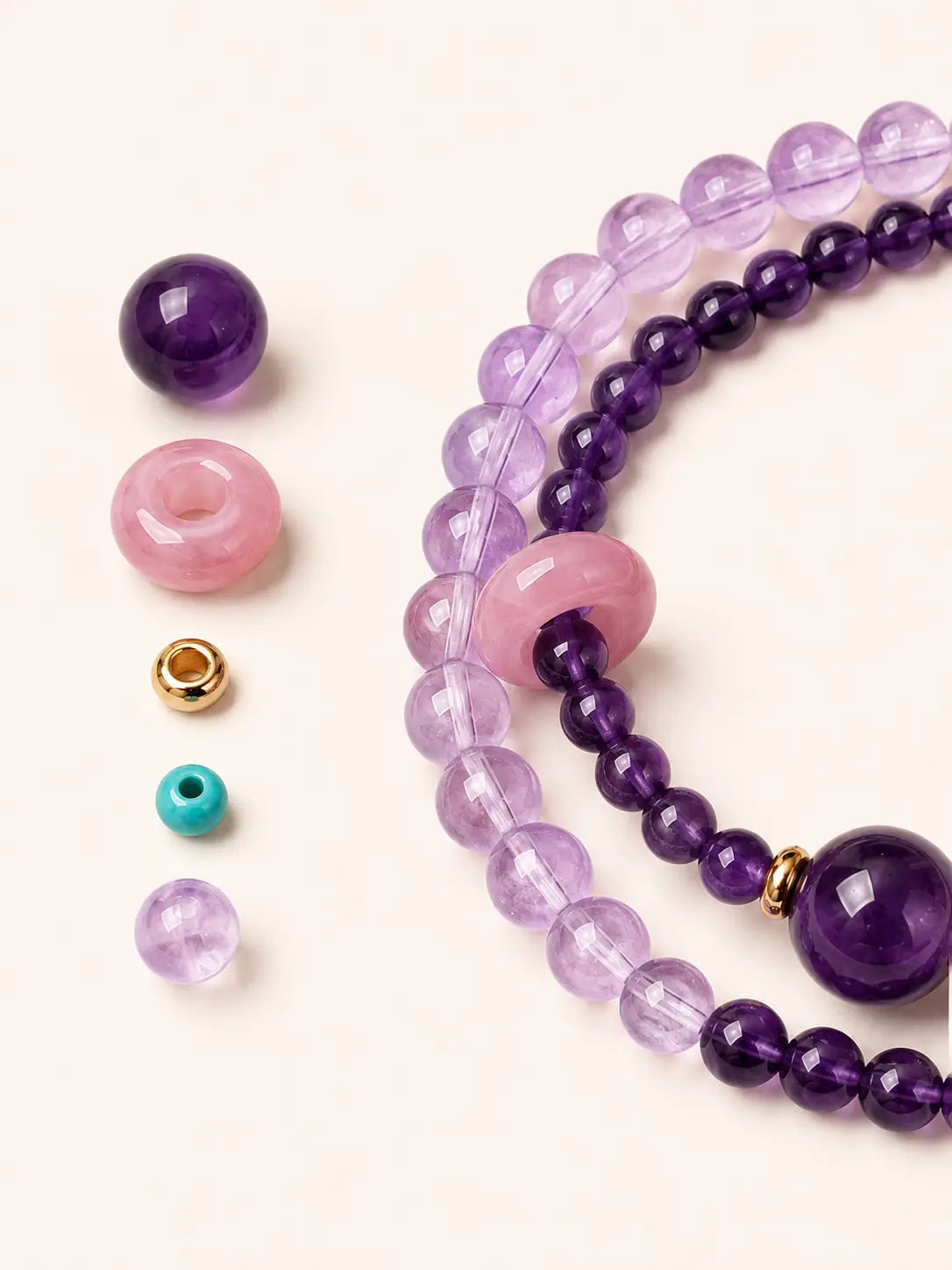 Amethyst & Pink Agate Ease Bracelet – Double Wrap