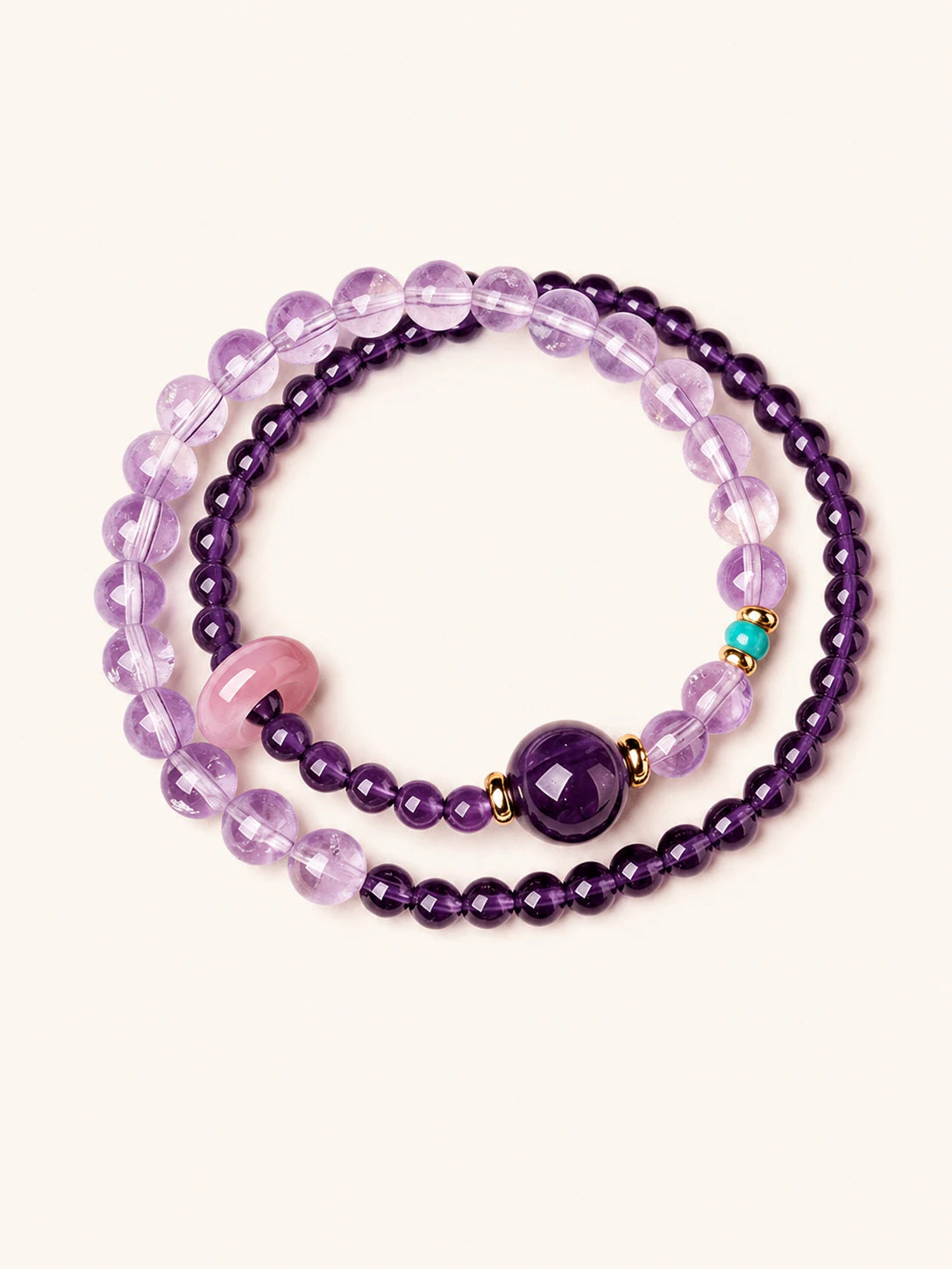 Amethyst & Pink Agate Double-Wrap Bracelet