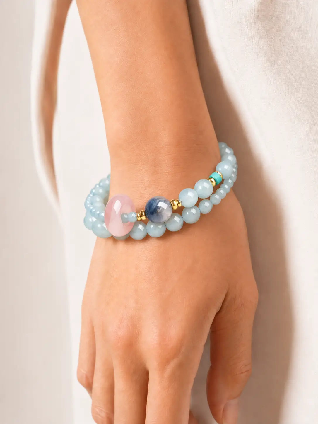 Aquamarine Focus Bracelet – Double Wrap