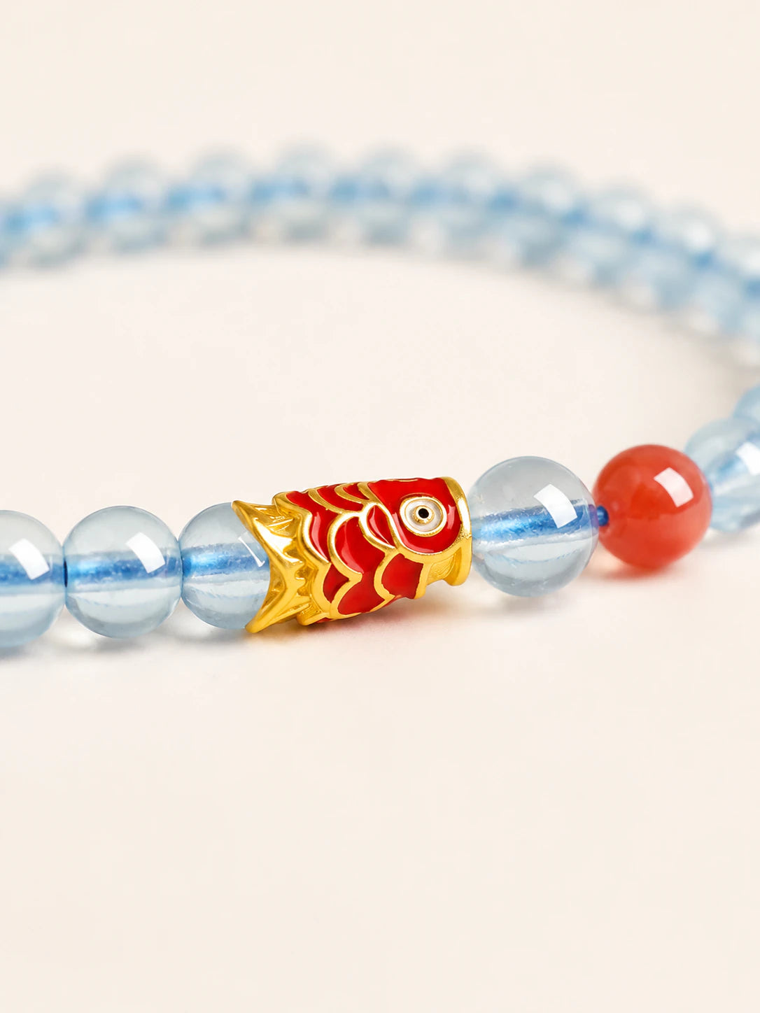 Aquamarine Koi Charm Bracelet
