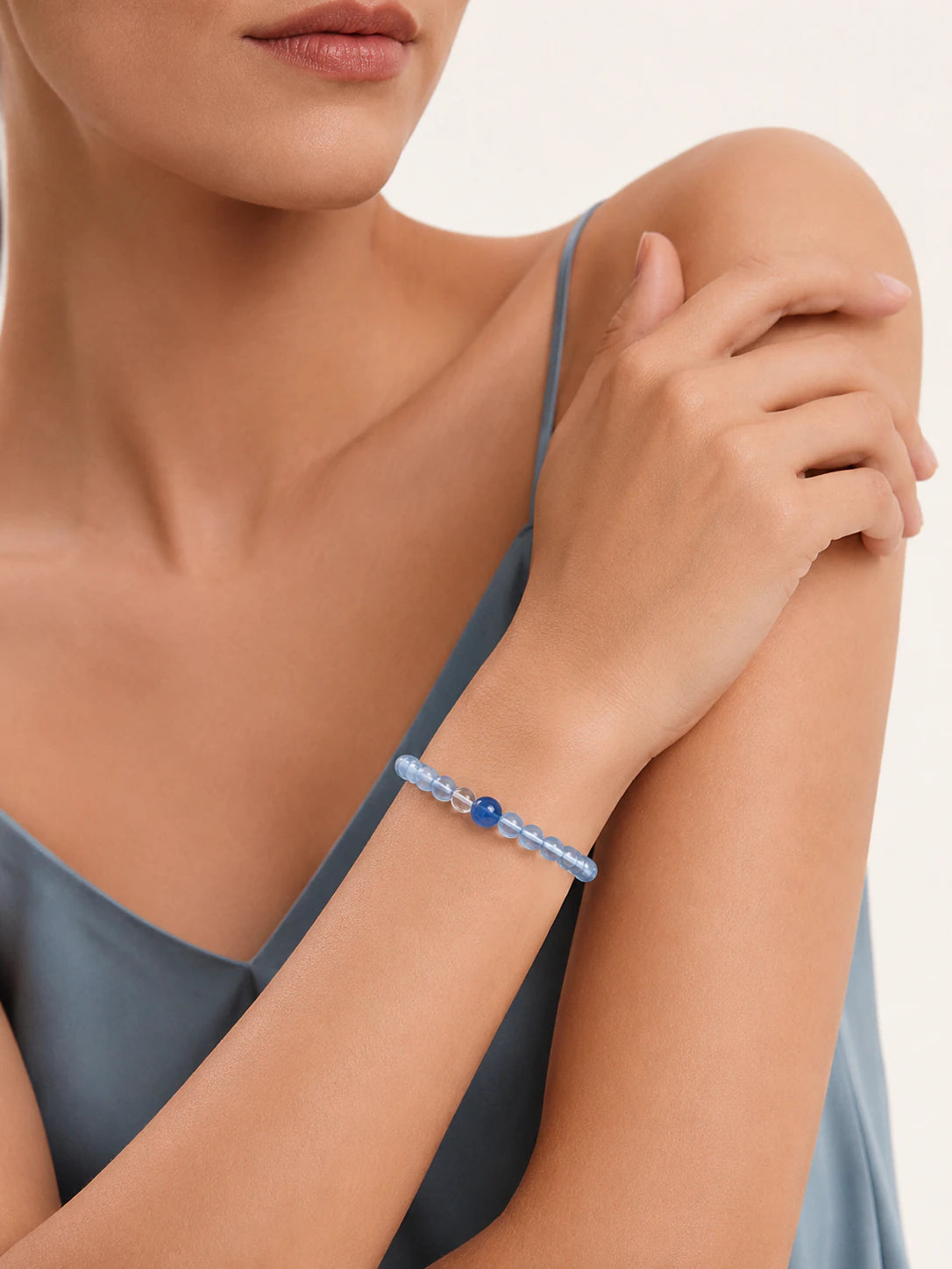 Alternate view of Aquamarine, Kyanite & Clear Quartz Bracelet