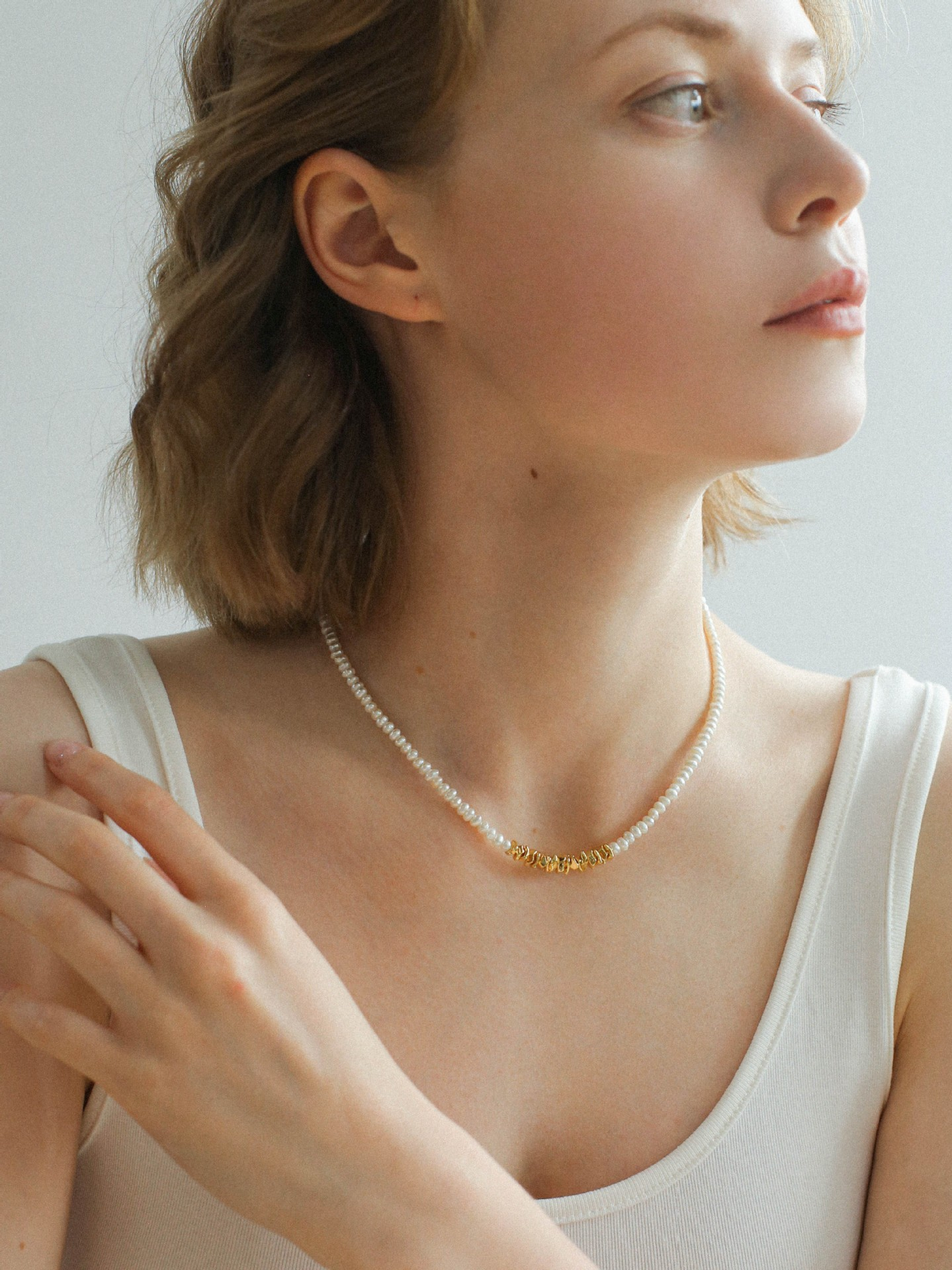 Dainty Beaded Pearl Necklace-Necklaces-SoulAdorne