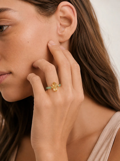 Alternate view of Citrine & Aventurine Beaded Ring