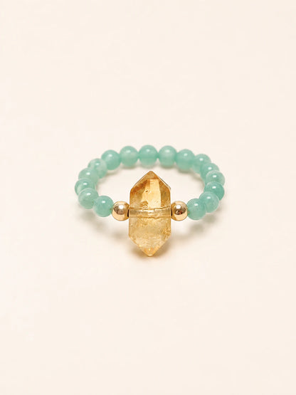 Citrine & Aventurine Beaded Ring