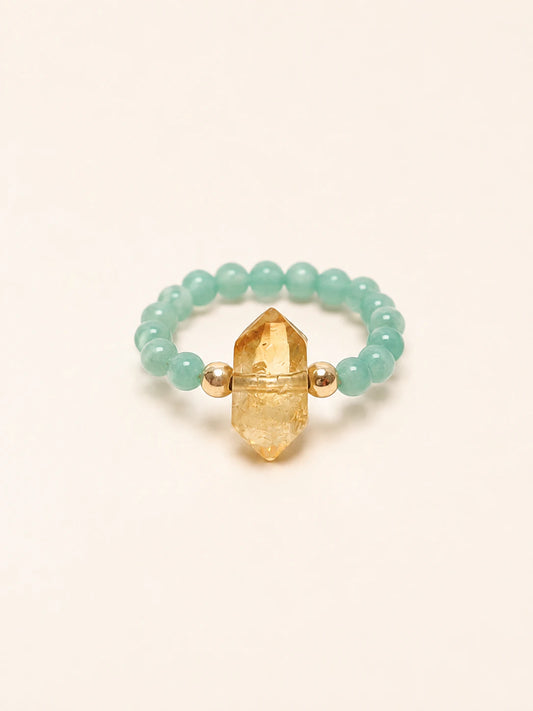 Citrine & Aventurine Beaded Ring