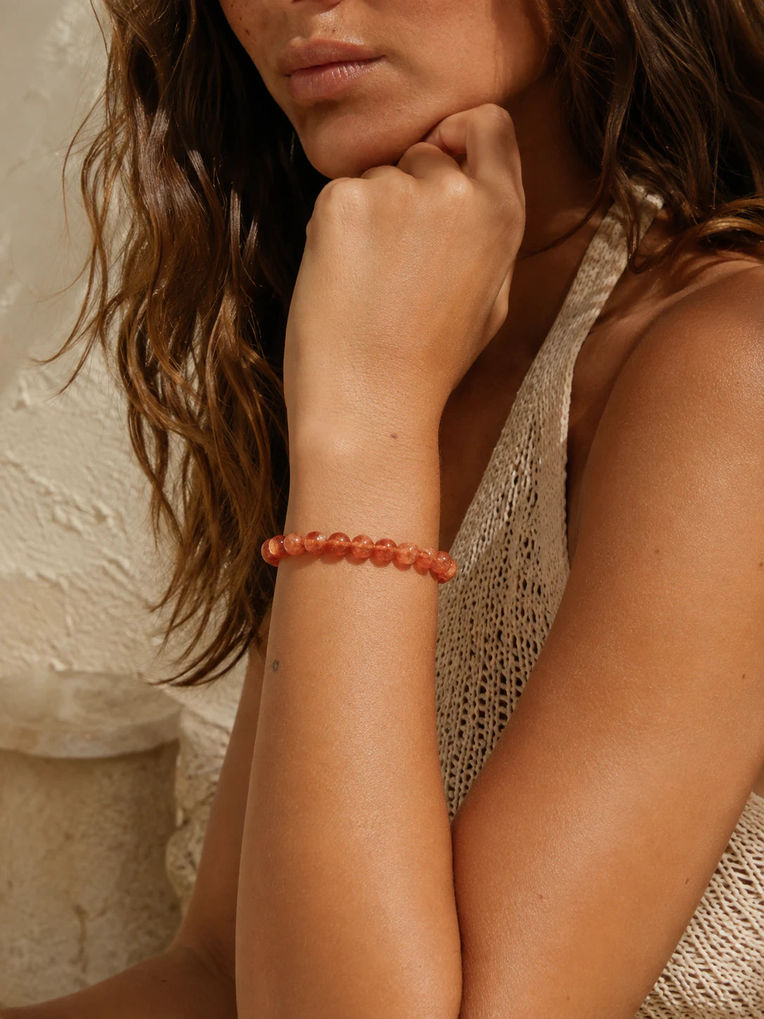 Alternate view of Golden Sunstone Faceted Bead Bracelet