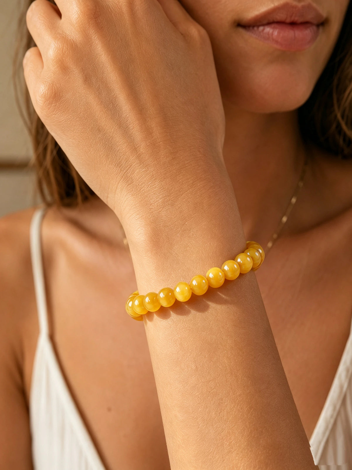 Alternate view of Golden Tiger's Eye Bead Bracelet
