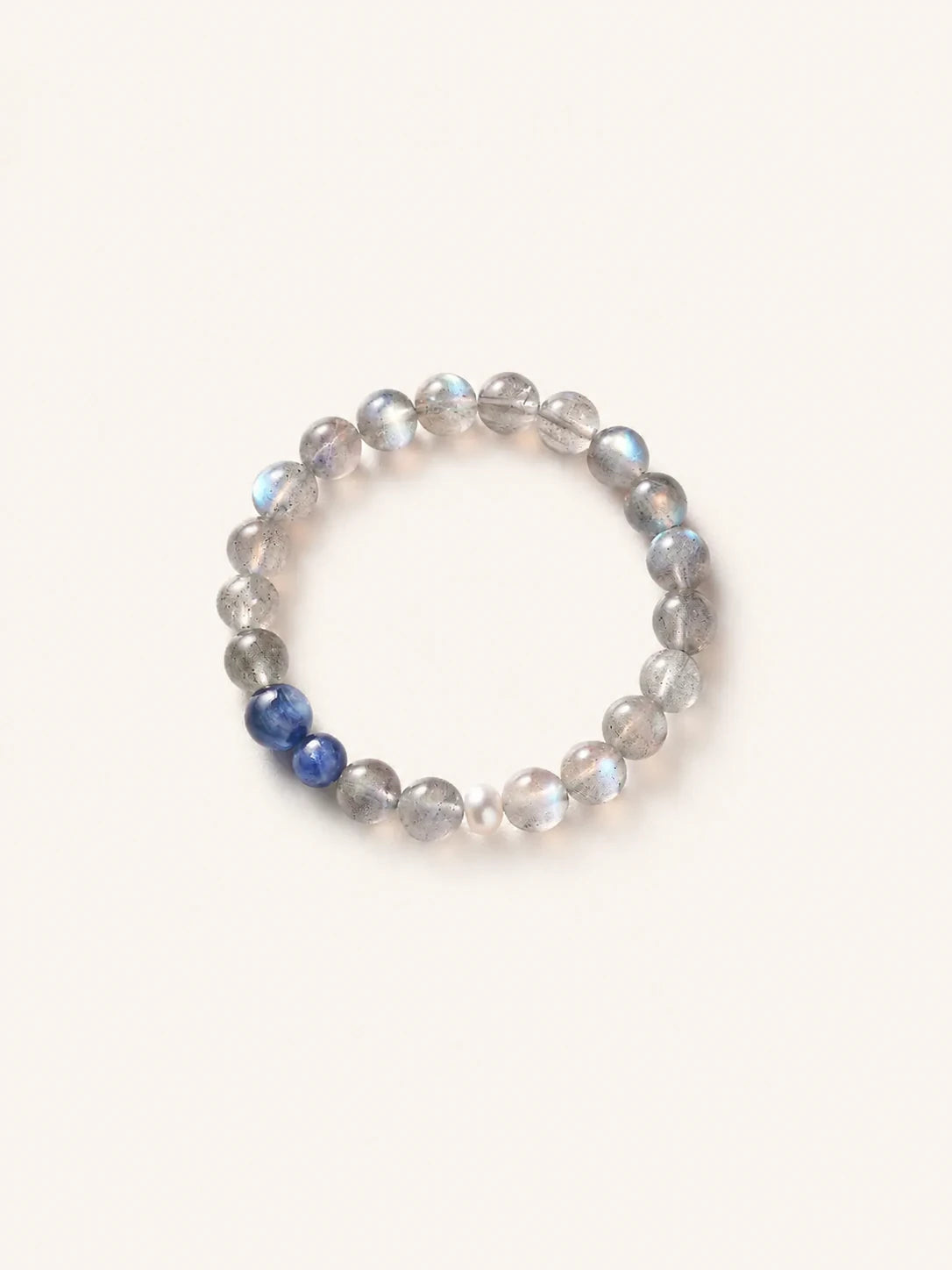 Gray Moonstone & Kyanite Bead Bracelet