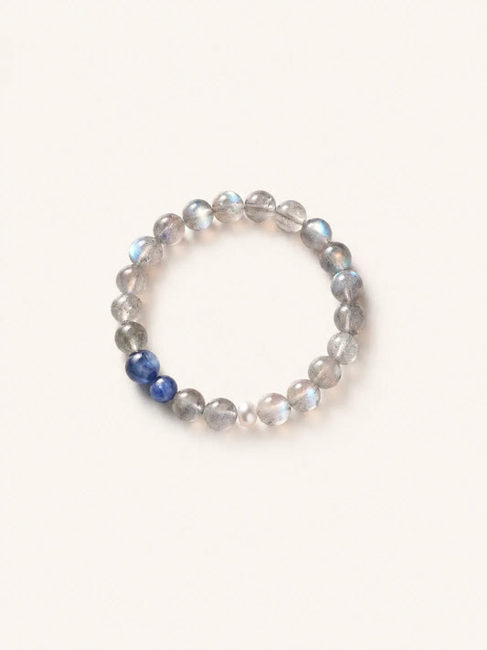 Gray Moonstone & Kyanite Bead Bracelet