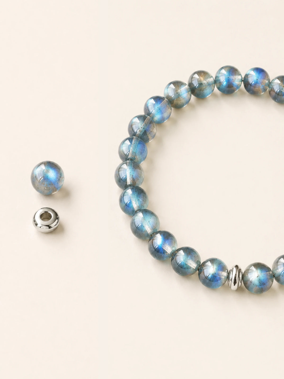 Alternate view of Gray Moonstone Bead Bracelet