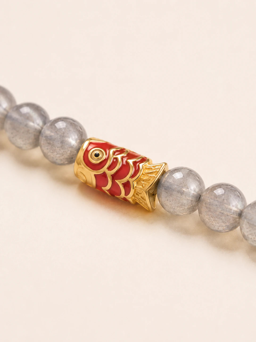 Alternate view of Gray Moonstone Koi Charm Bracelet