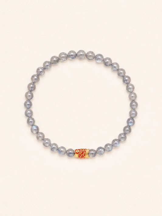 Gray Moonstone Koi Charm Bracelet