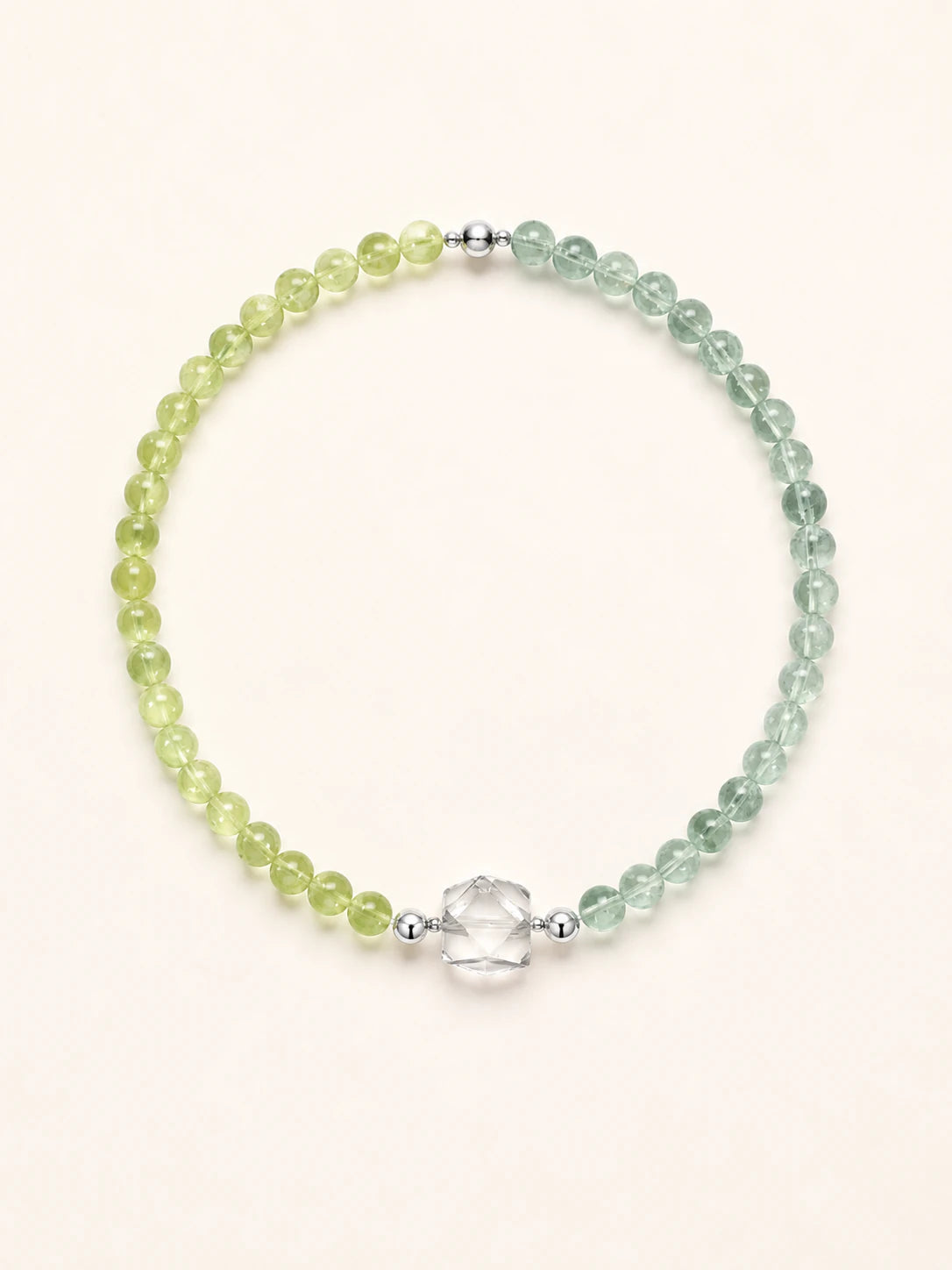 Alternate view of Green Fluorite & Prehnite Bead Necklace