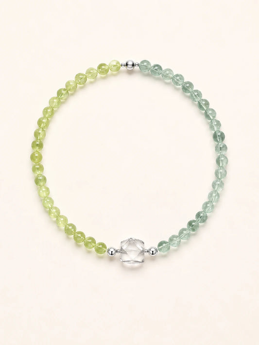 Alternate view of Green Fluorite & Prehnite Bead Necklace