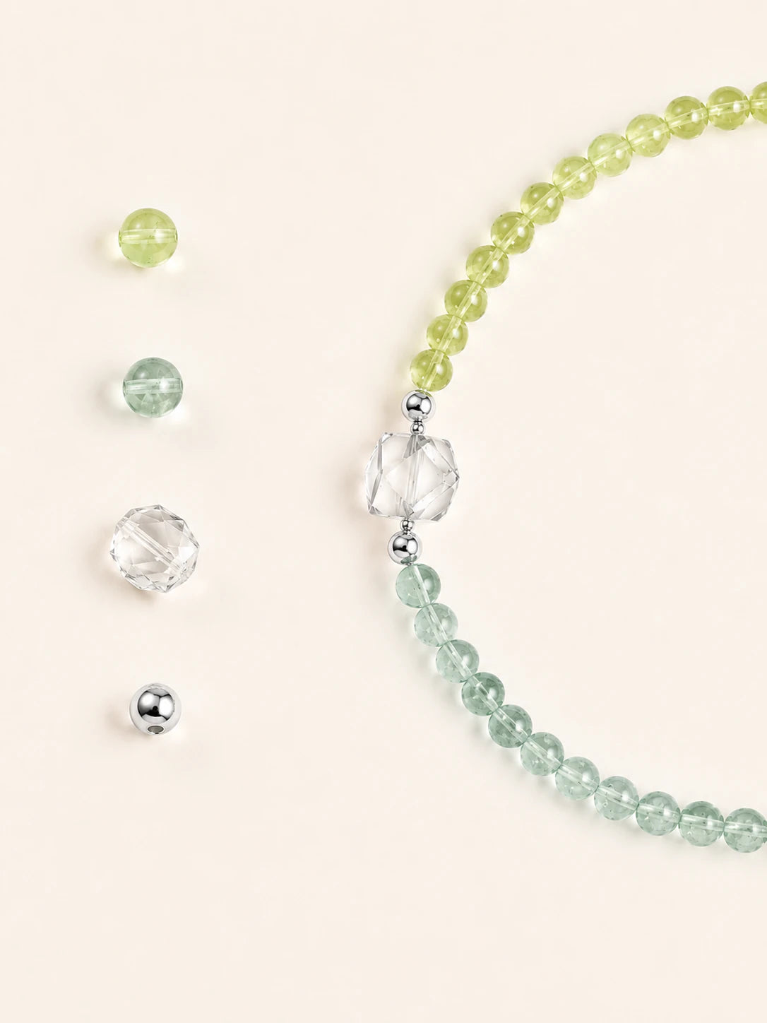 Alternate view of Green Fluorite & Prehnite Bead Necklace