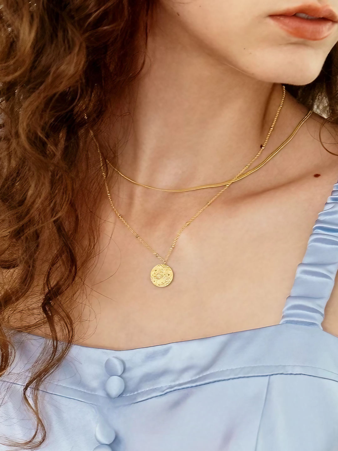 Celestial Texture Coin Necklace-Necklaces-SoulAdorne