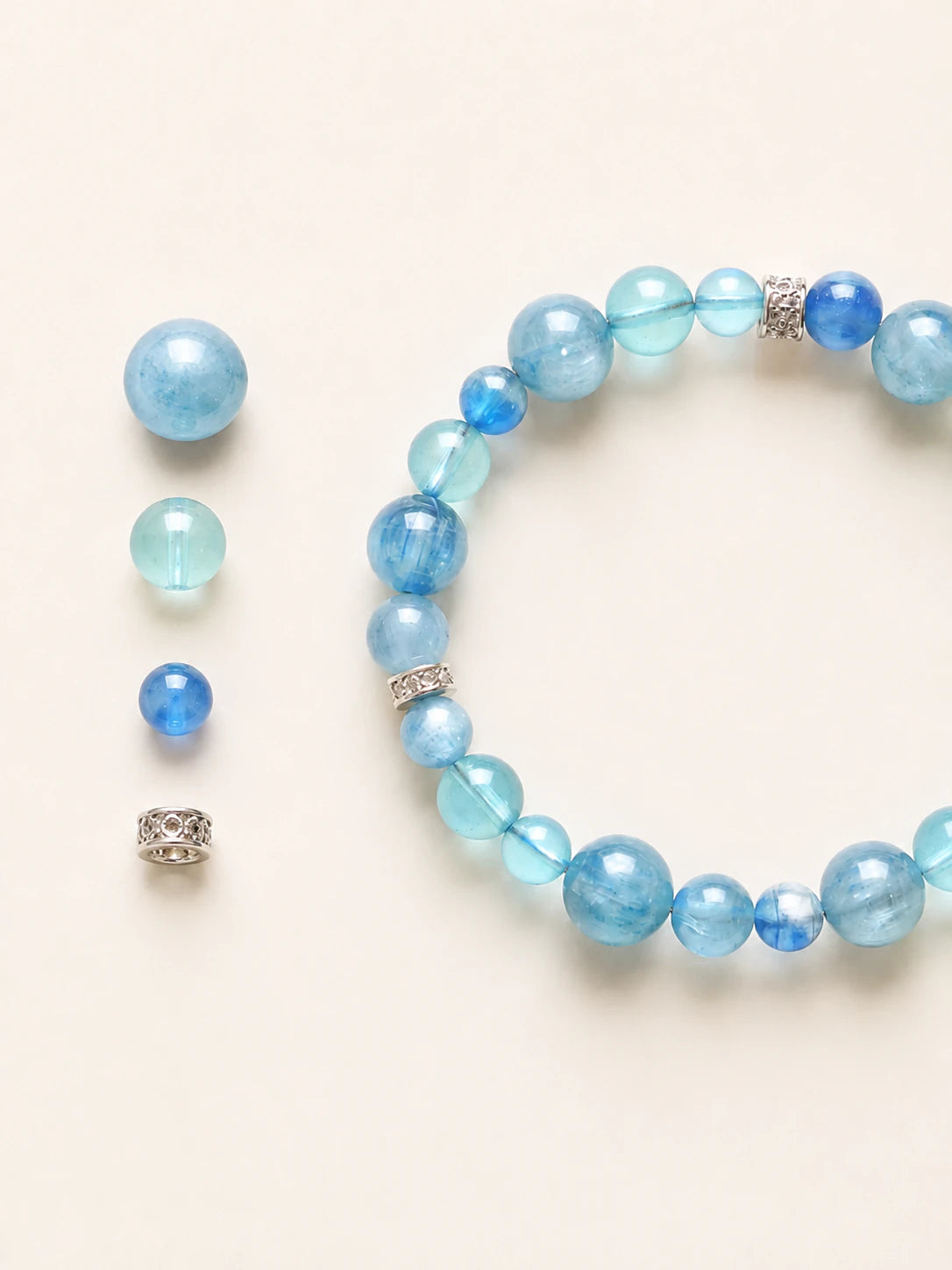 Alternate view of Kyanite & Aquamarine Bead Bracelet