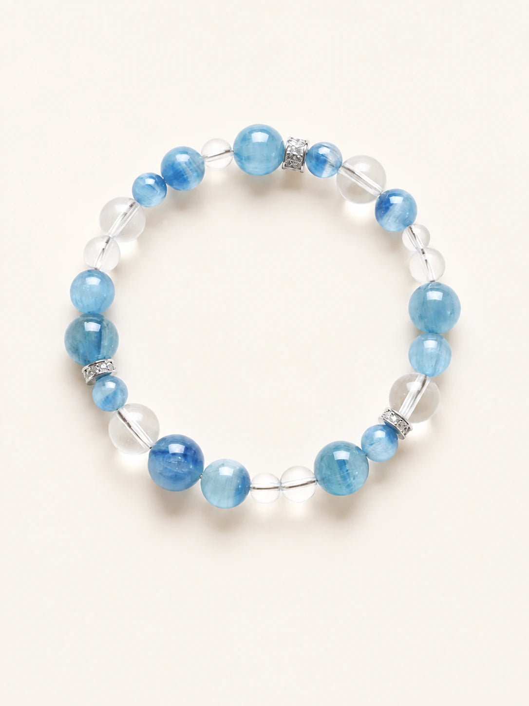 Alternate view of Kyanite & Clear Quartz Bead Bracelet