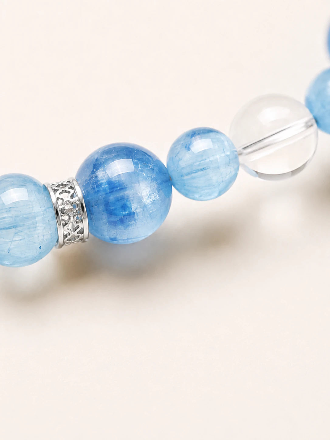 Alternate view of Kyanite & Clear Quartz Bead Bracelet