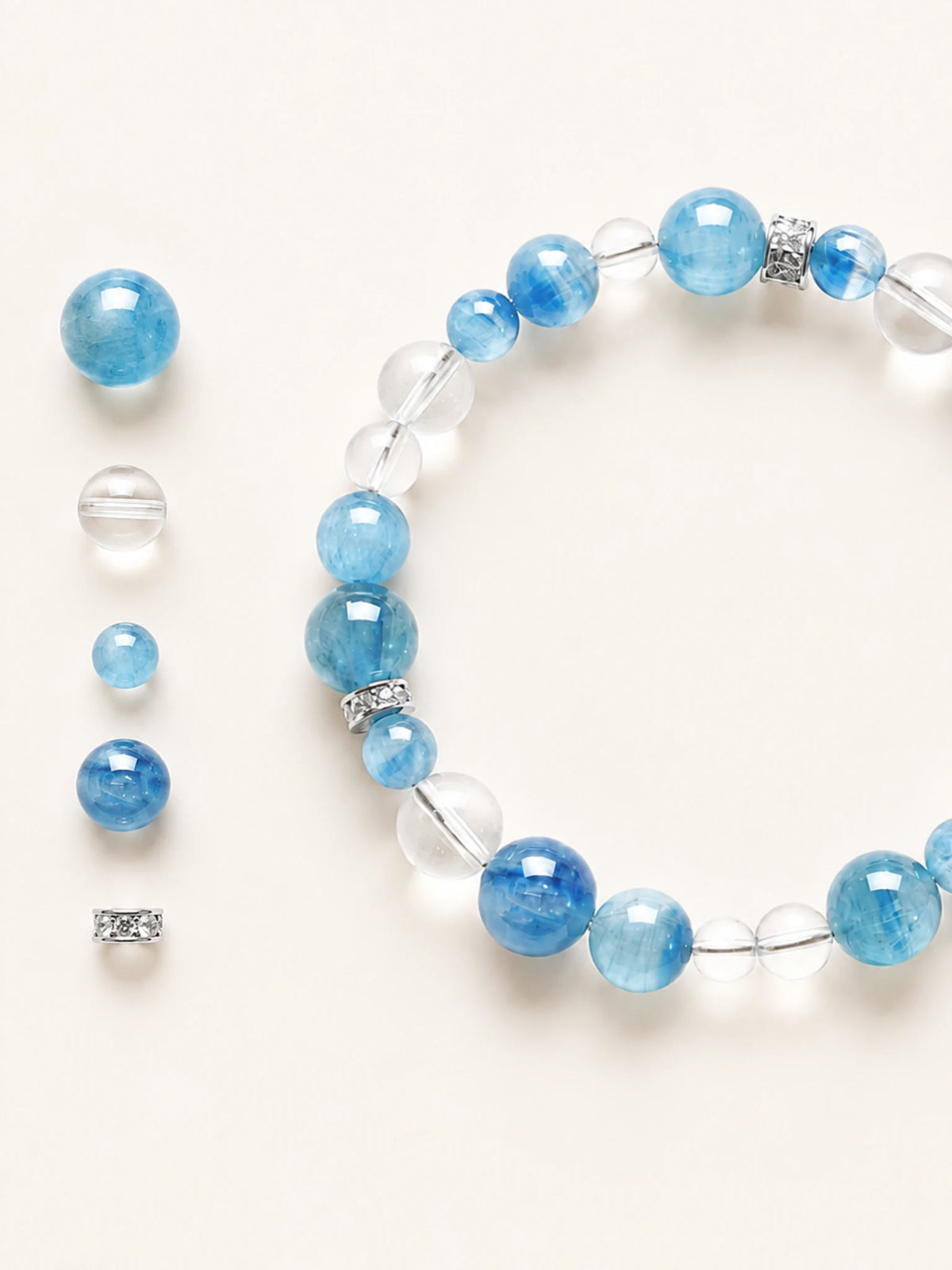 Kyanite & Clear Quartz Bead Bracelet