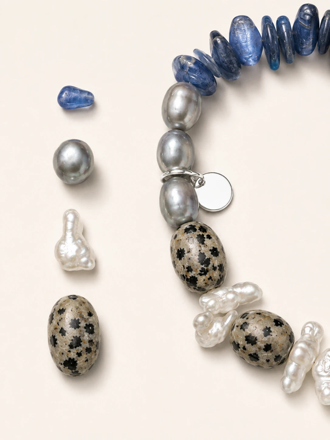Alternate view of Kyanite & Dalmatian Jasper Mixed-Bead Bracelet