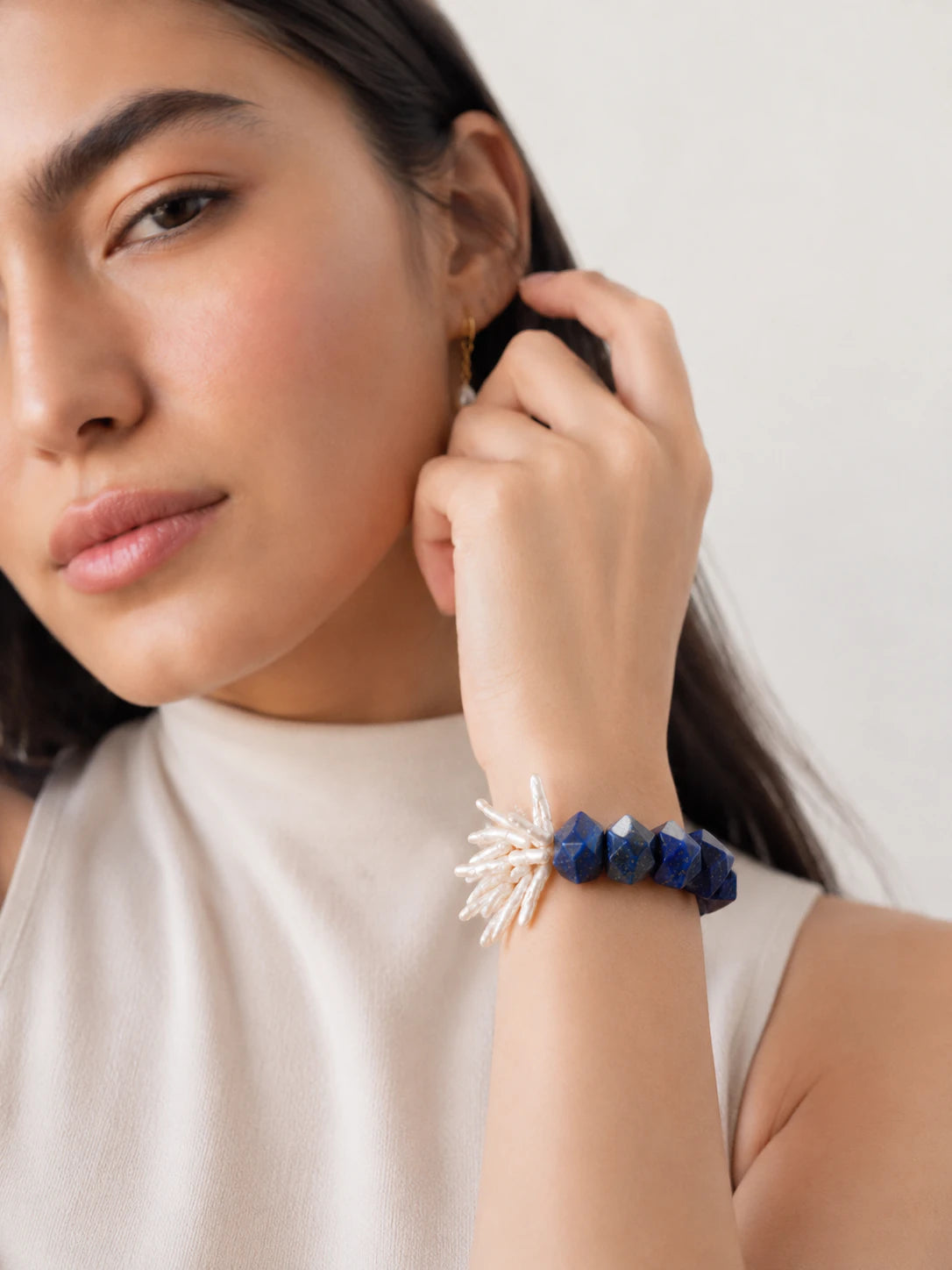 Alternate view of Lapis Lazuli Mixed-Bead Bracelet
