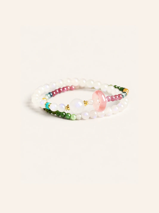 Moonstone & Tourmaline Double-Wrap Bracelet