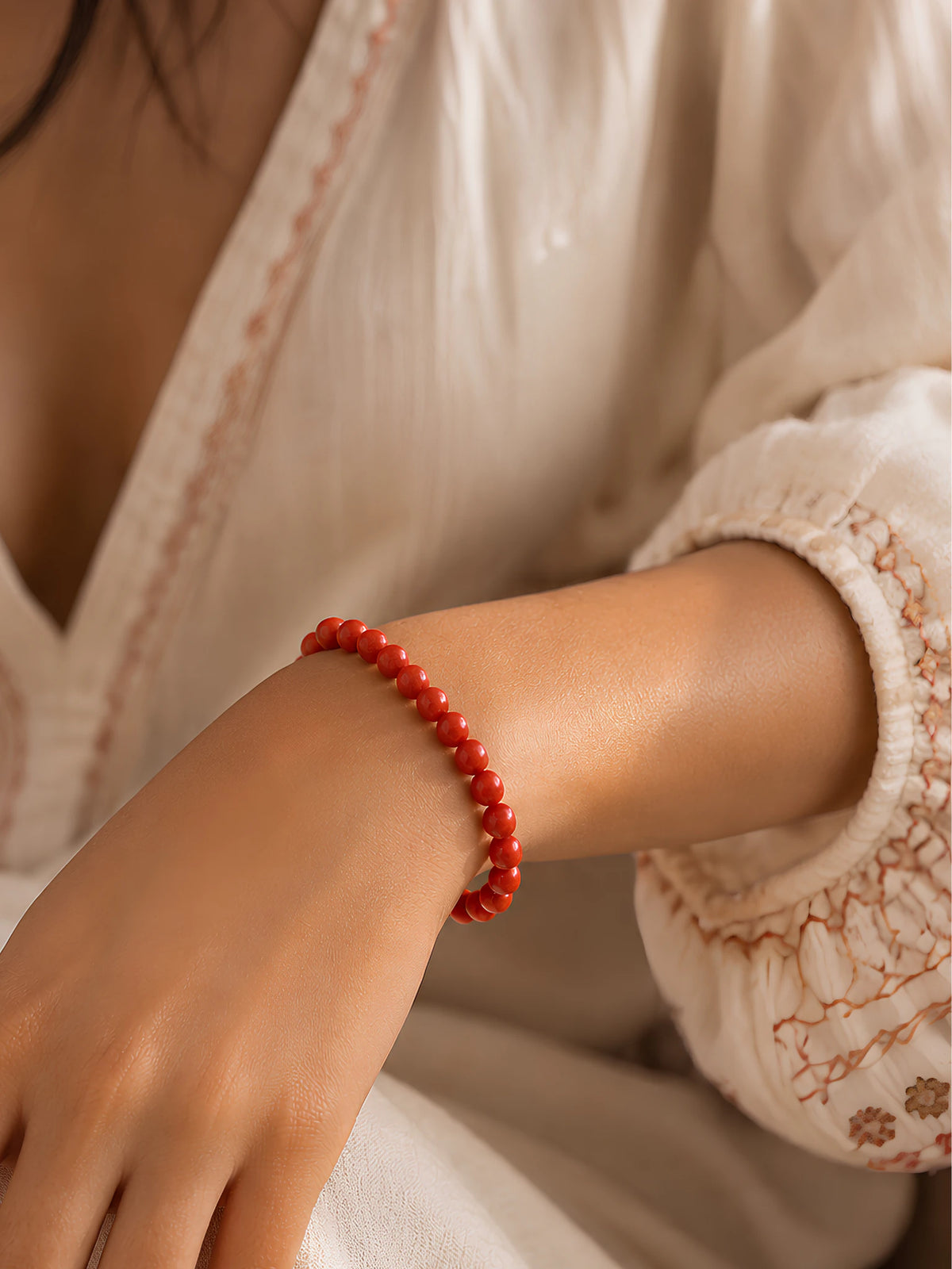 Alternate view of Red Agate Resolve Bracelet