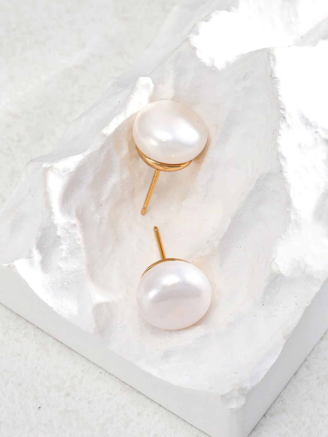 Classic Oblate Pearl Studs-Earrings-SoulAdorne