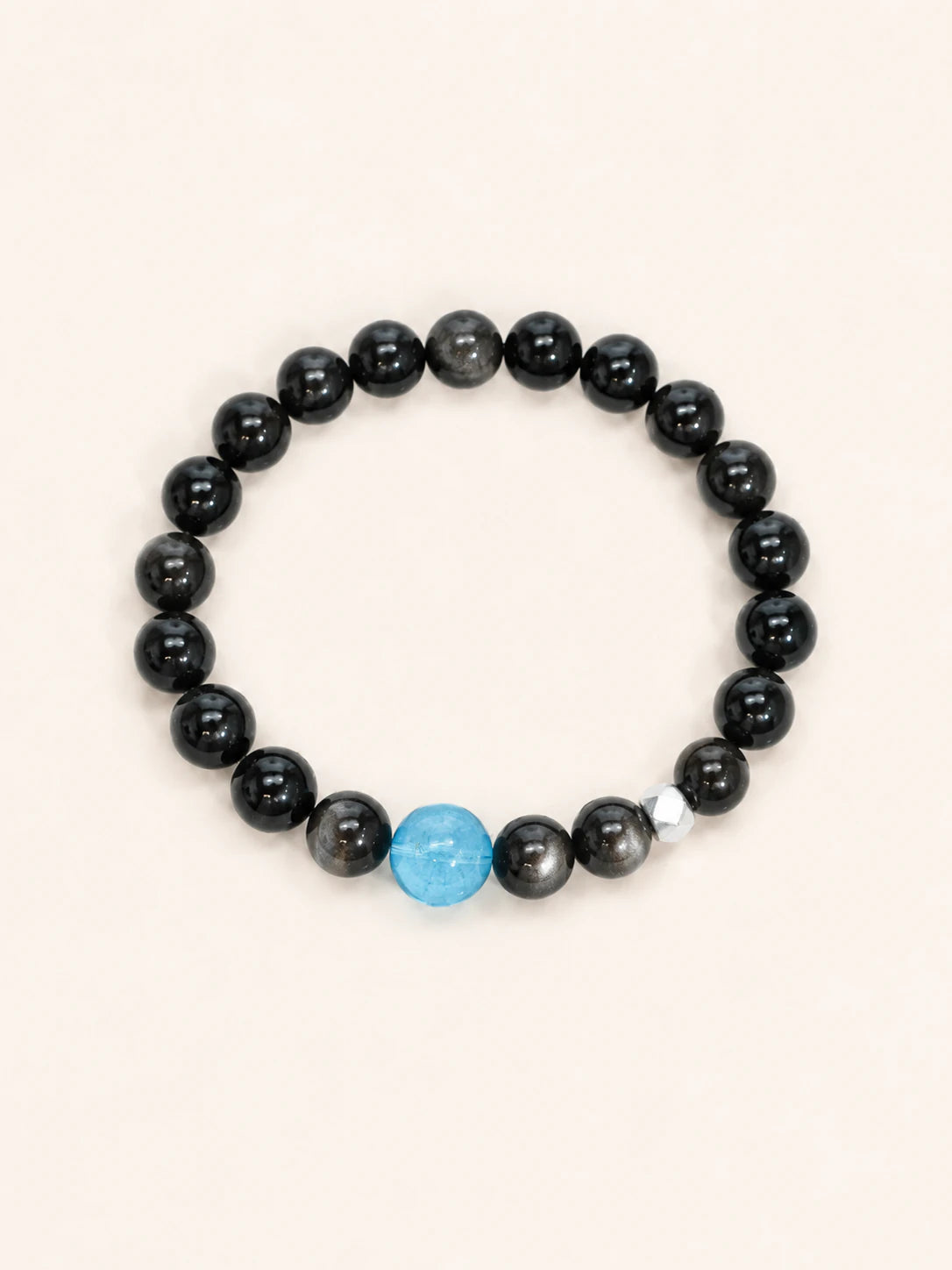 Obsidian & Aquamarine Accent Bracelet