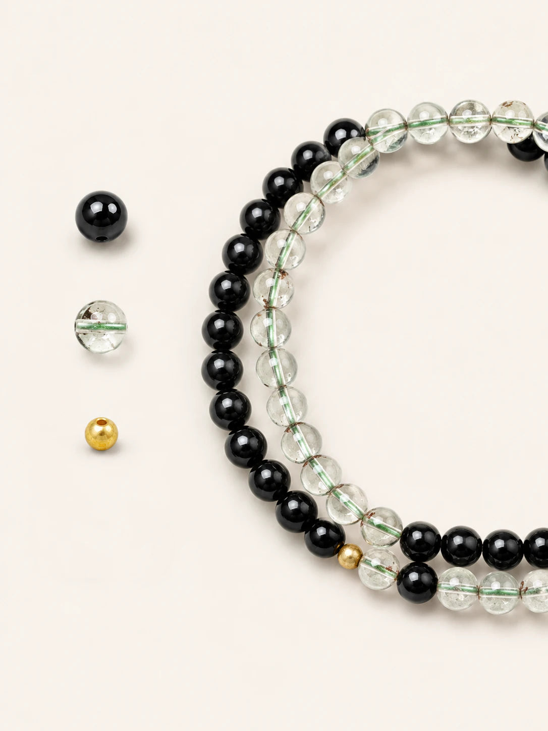 Alternate view of Obsidian & Green Phantom Quartz Double-Wrap Bracelet