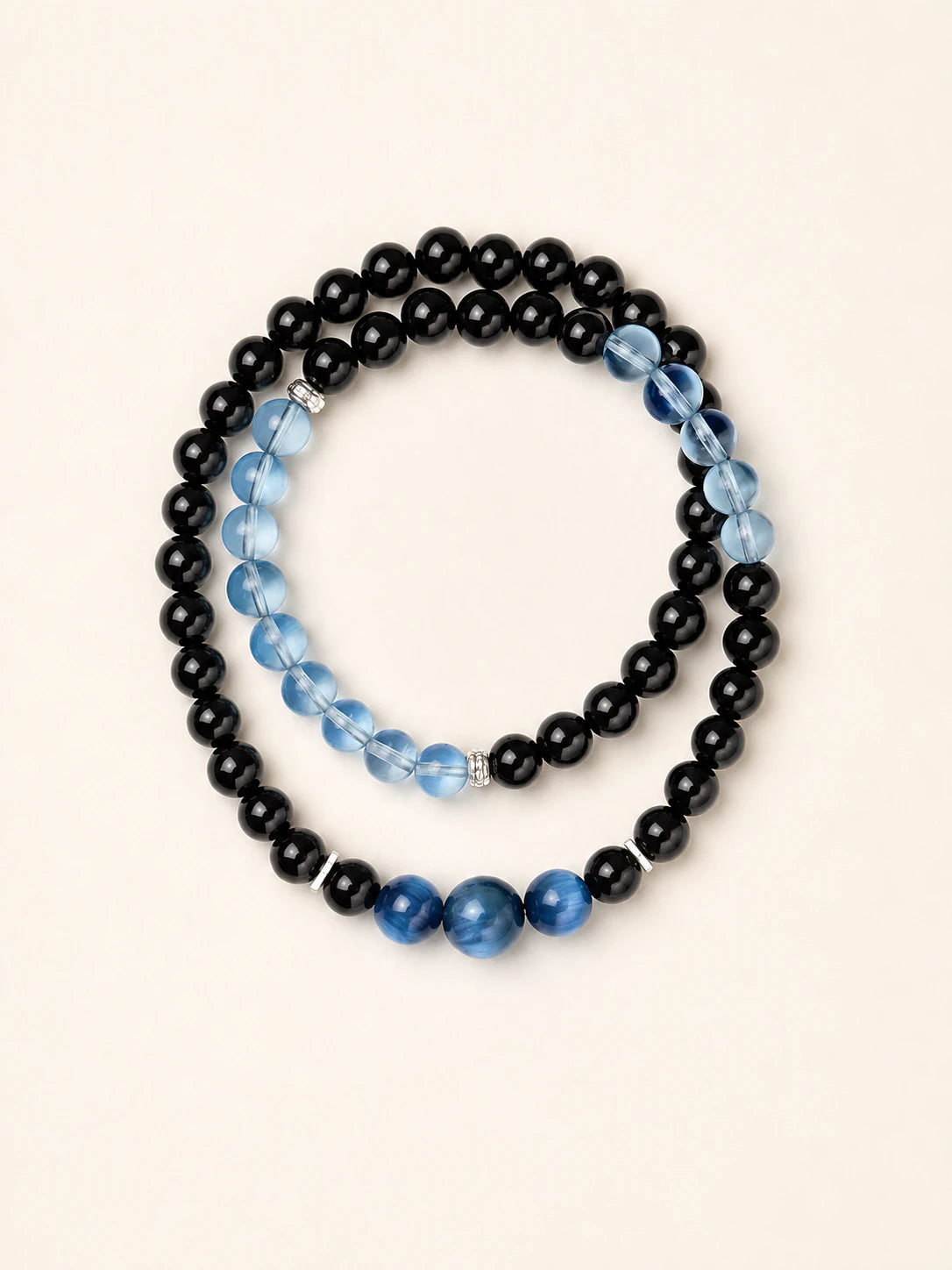 Alternate view of Obsidian, Kyanite & Aquamarine Double-Wrap Bracelet