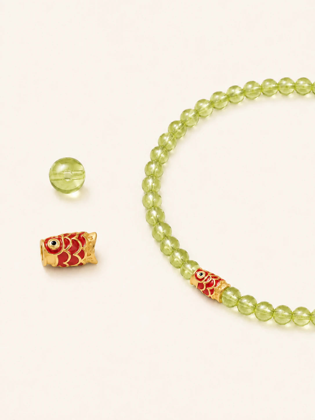 Alternate view of Peridot Koi Charm Bracelet