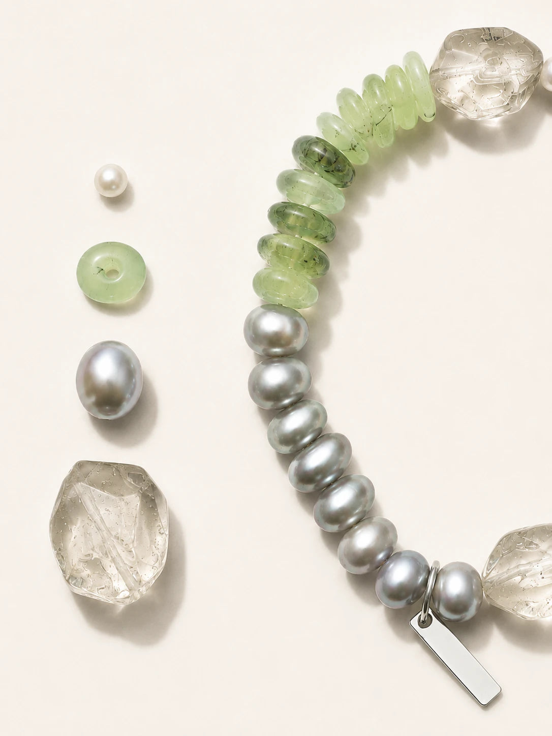 Alternate view of Prehnite & Green Crystal Mixed-Bead Bracelet
