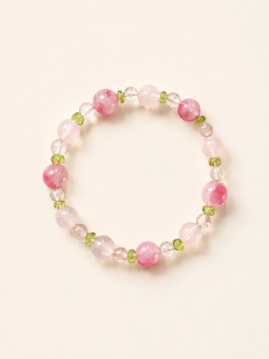 Rhodonite & Rose Quartz Mixed-Bead Bracelet