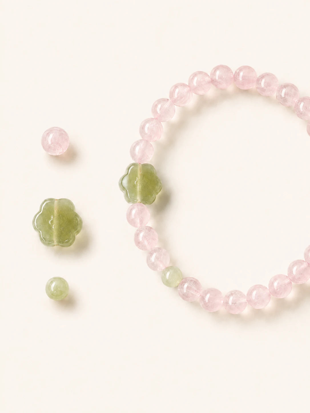 Rose Quartz & Pale Jade Double-Wrap Bracelet