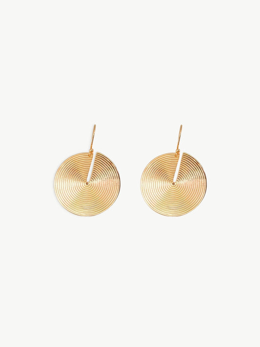 Spiral Disc Drop Earrings-Earrings-SoulAdorne