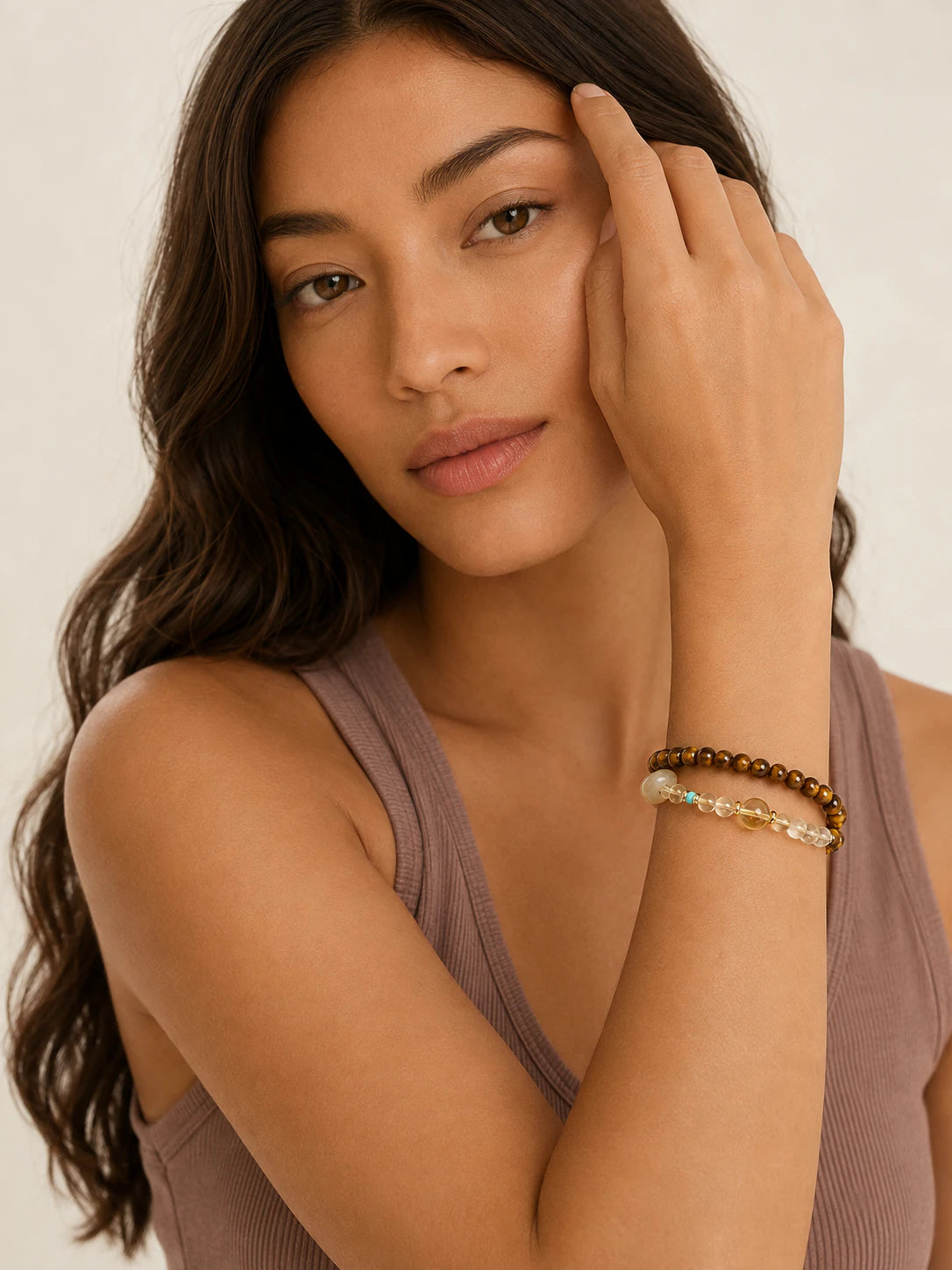 Tiger's Eye & Citrine Double-Wrap Bracelet