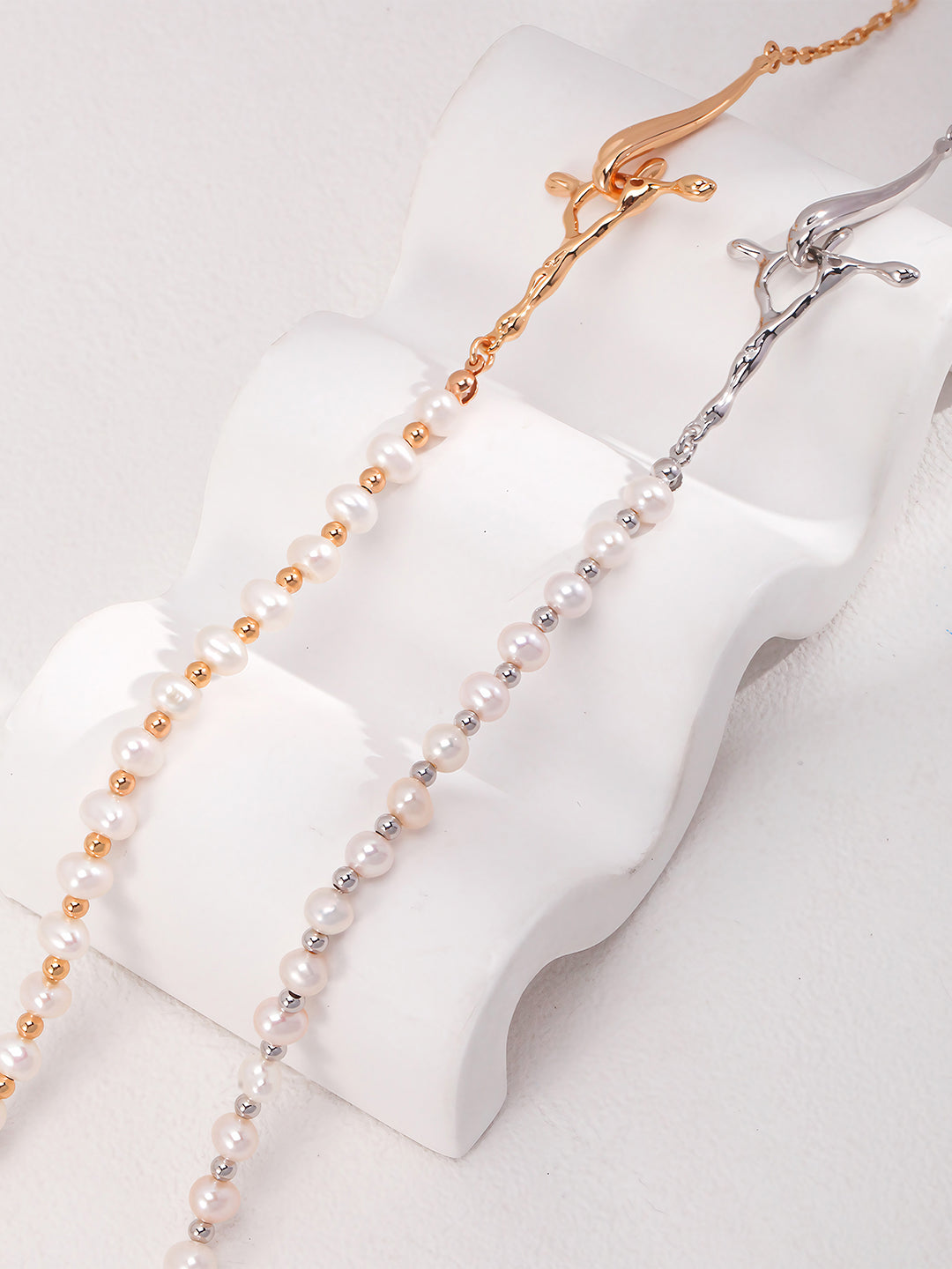 Roseate Cross Pearl Necklace-Necklaces-SoulAdorne