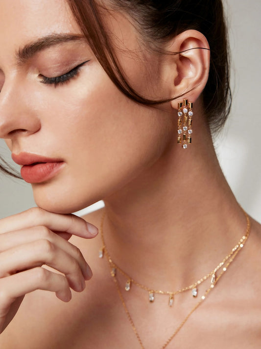 Cascading Crystal Chandelier Earrings-Earrings-SoulAdorne